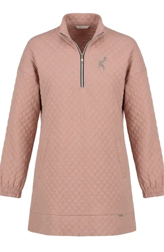 Dik Yaka Kapitone Sweatshirt 71227-03 Bej