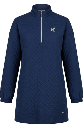Dik Yaka Kapitone Sweatshirt 71227-04 İndigo