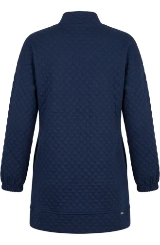 Dik Yaka Kapitone Sweatshirt 71227-04 İndigo
