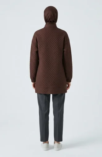Dik Yaka Kapitone Sweatshirt 71227-05 Kahverengi