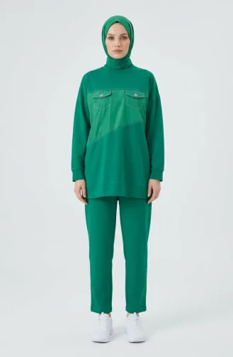 Ensemble Deux Pièces Avec Détails De Poche 71149-02 Vert 71149-02