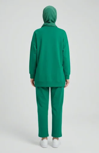 Ensemble Deux Pièces Avec Détails De Poche 71149-02 Vert 71149-02