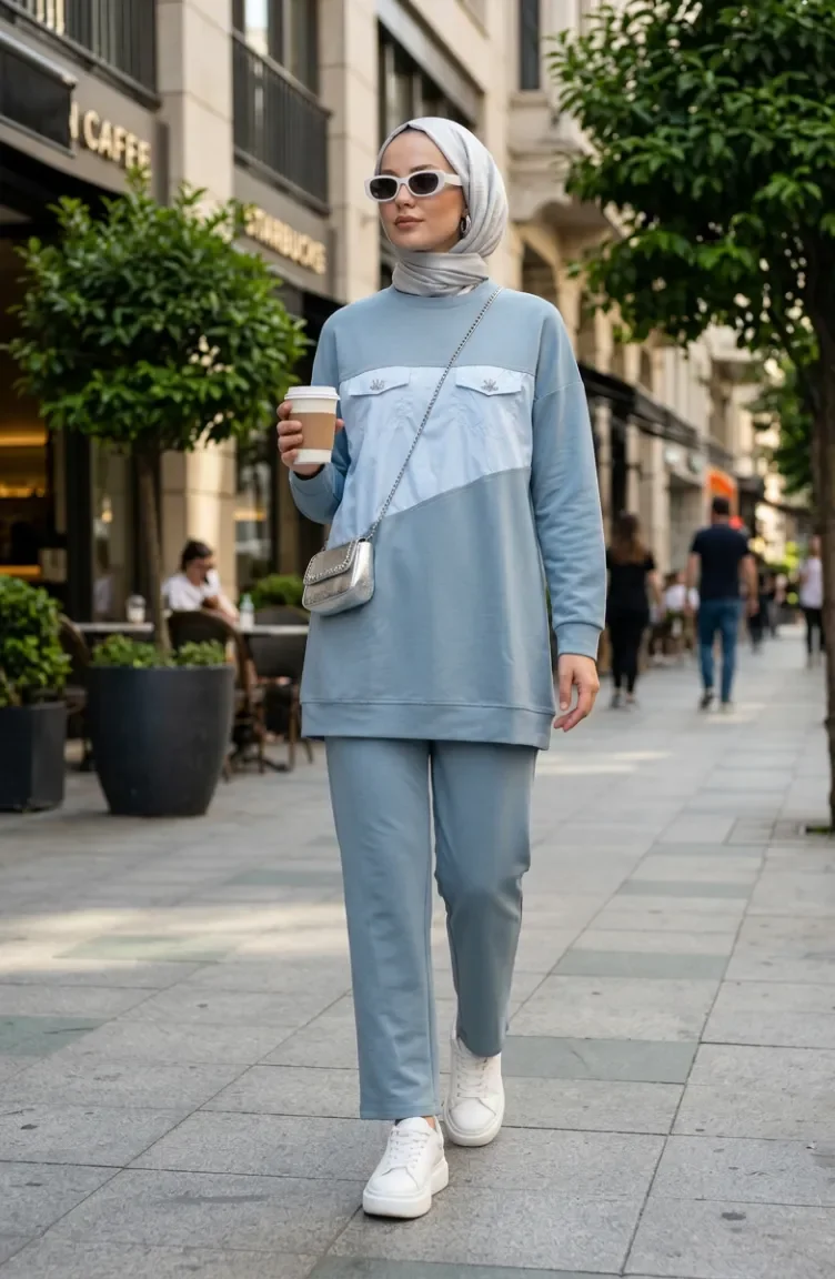 Zweiteiliges Set Mit Taschendetails 71149-06 Blau 71149-06