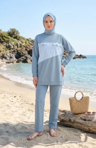Zweiteiliges Set Mit Taschendetails 71149-06 Blau 71149-06