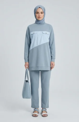 Zweiteiliges Set Mit Taschendetails 71149-06 Blau 71149-06