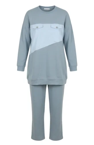Zweiteiliges Set Mit Taschendetails 71149-06 Blau 71149-06