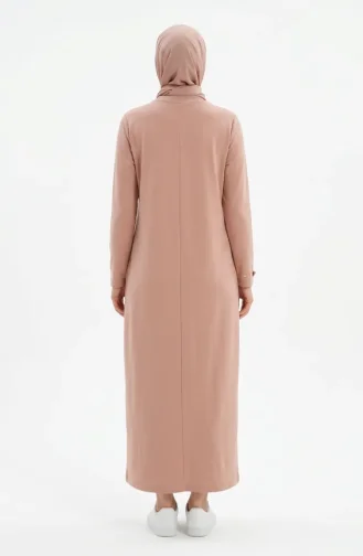 Geometrisches Streifenkleid In Übergröße Modell 12021-01 Beige 12021-01