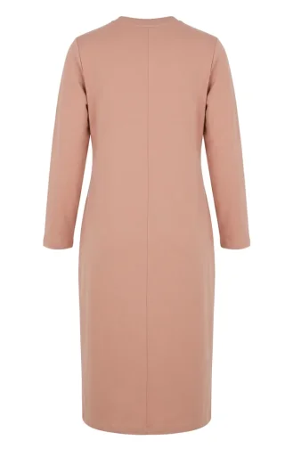Geometrisches Streifenkleid In Übergröße Modell 12021-01 Beige 12021-01