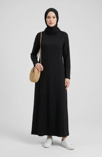 Sportkleid In Großen Größen Mit Paspelierung 12027-01 Schwarz 12027-01