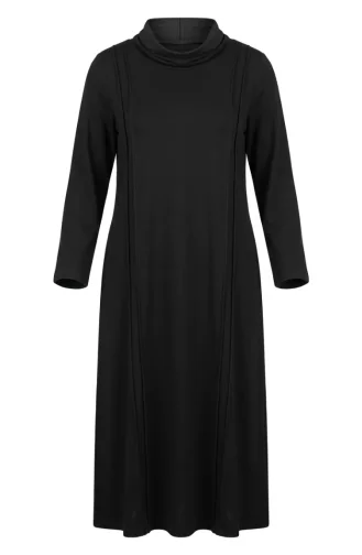 Sportkleid In Großen Größen Mit Paspelierung 12027-01 Schwarz 12027-01