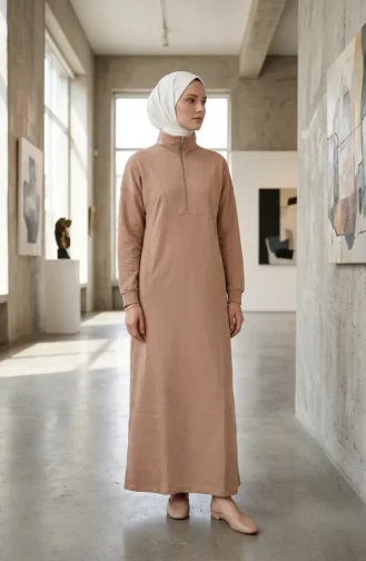 Robe Beige Avec Fermeture éclair Au Col 71041-01 71041-01