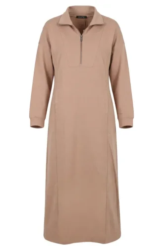 Robe Beige Avec Fermeture éclair Au Col 71041-01 71041-01