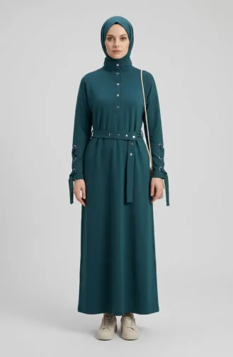 Sportkleid Mit Druckknopfleiste Und Gürtel 71183-01 Petrol 71183-01