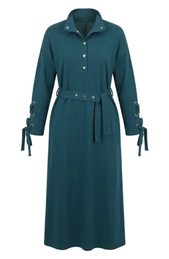 Sportkleid Mit Druckknopfleiste Und Gürtel 71183-01 Petrol 71183-01