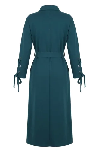 Sportkleid Mit Druckknopfleiste Und Gürtel 71183-01 Petrol 71183-01