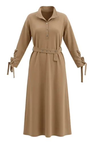 Robe Sport Ceinturée à Boutons-pression 71183-04 Moutarde 71183-04