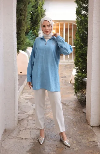 Tuniek Met Ritssluiting En Steendetails 71245-01 Turkoois 71245-01