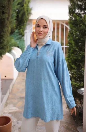 Tuniek Met Ritssluiting En Steendetails 71245-01 Turkoois 71245-01