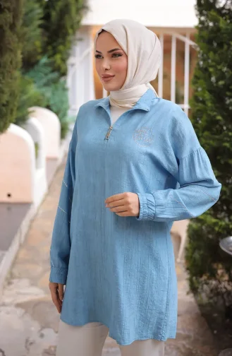 Tuniek Met Ritssluiting En Steendetails 71245-01 Turkoois 71245-01