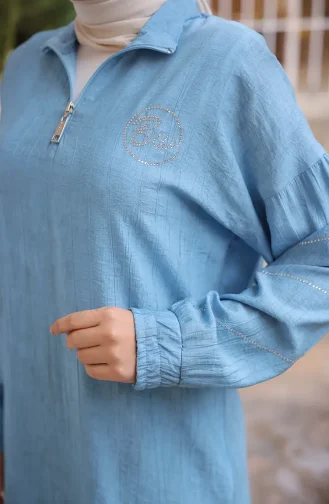 Tuniek Met Ritssluiting En Steendetails 71245-01 Turkoois 71245-01