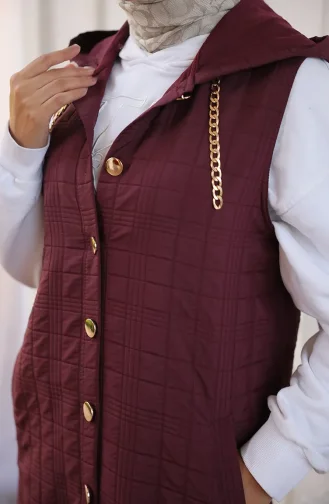 Gilet Matelassé Boutonné Avec Détail Chaîne 71195-02 Bordeaux 71195-02