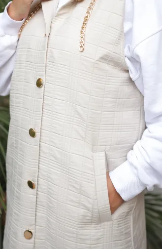 Gesteppte Geknöpfte Weste Mit Kettendetail 71195-06 Beige 71195-06