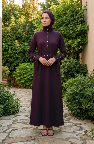 Robe Sport Violette à Ceinture Et Boutons-pression 71183-03 71183-03