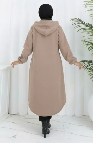 معطف كشمير بغطاء رأس وأزرار أمامية 0188-03 من فرو المنك 0188-03