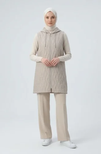 Steppweste Mit Kapuze Und Reißverschluss 12037-02 Beige 12037-02