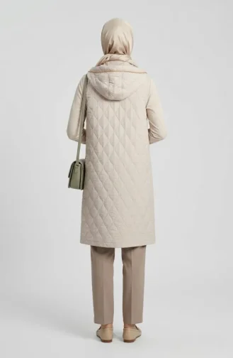 Steppweste Mit Kapuze Und Kettendetail 71306-01 Beige 71306-01