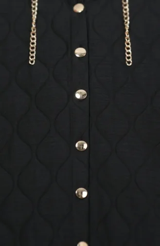 Kapuzen-Steppweste Mit Kettendetail 71306-02 Schwarz 71306-02