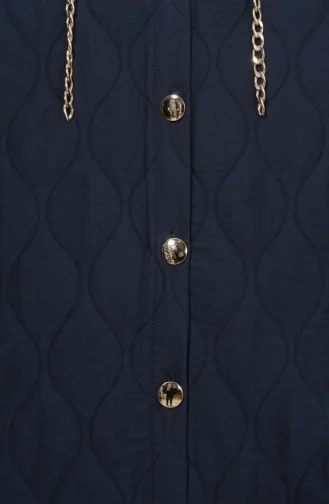 سترة مبطنة بغطاء رأس وتفاصيل سلسلة 71306-03 أزرق داكن 71306-03