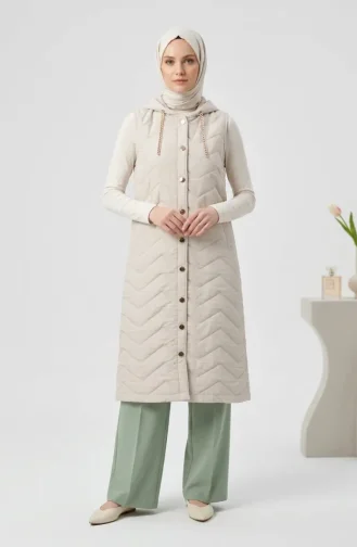 Steppweste Mit Kettendetail 71310-02 Beige 71310-02