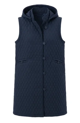 Steppweste Mit Kapuze Und Knopfleiste 71315-02 Marineblau 71315-02