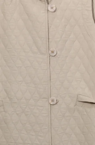 Gilet Matelassé à Capuche Boutonnée 71315-03 Beige 71315-03