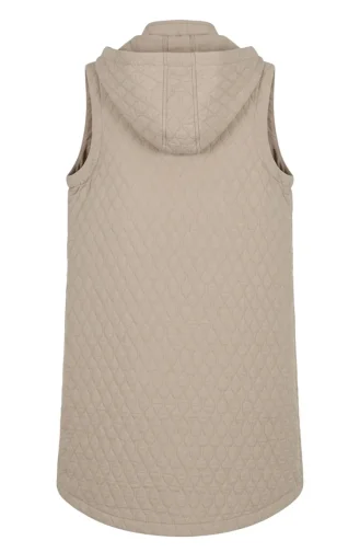Gilet Matelassé à Capuche Boutonnée 71315-03 Beige 71315-03