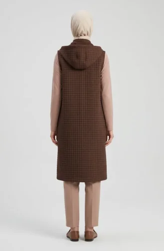 Gilet Matelassé à Capuche Et Fermeture éclair 71309-04 Marron 71309-04