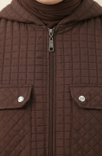 Gilet Matelassé à Capuche Et Fermeture éclair 71309-04 Marron 71309-04
