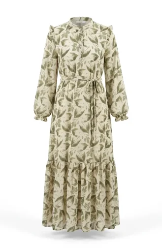 Chiffonkleid Mit Blattmuster 50009-01 Grün 50009-01