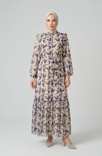 Chiffonkleid Mit Blattmuster 50009-04 Lila 50009-04