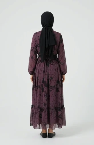 Robe En Mousseline Avec Détails En Dentelle 50013-01 Violet 50013-01