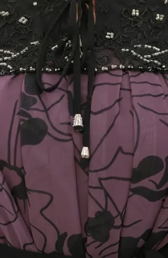Robe En Mousseline Avec Détails En Dentelle 50013-01 Violet 50013-01