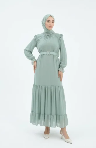 Perlenbesetztes Chiffonkleid 50014-02 Hellgrün 50014-02