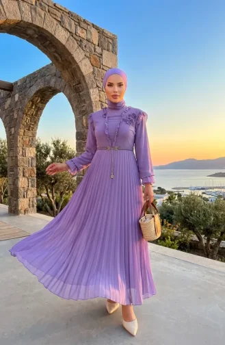Robe En Mousseline à Volants 50016-02 Lilas 50016-02