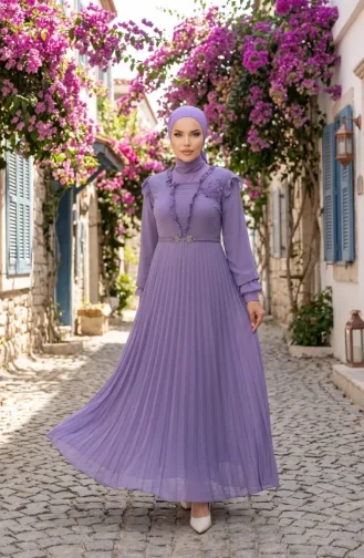 Robe En Mousseline à Volants 50016-02 Lilas 50016-02