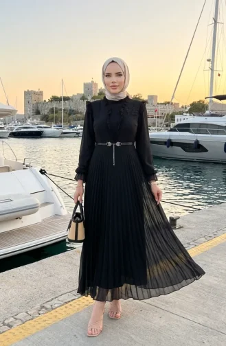 Robe En Mousseline à Volants 50016-03 Noire 50016-03