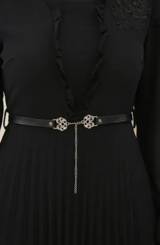 Robe En Mousseline à Volants 50016-03 Noire 50016-03