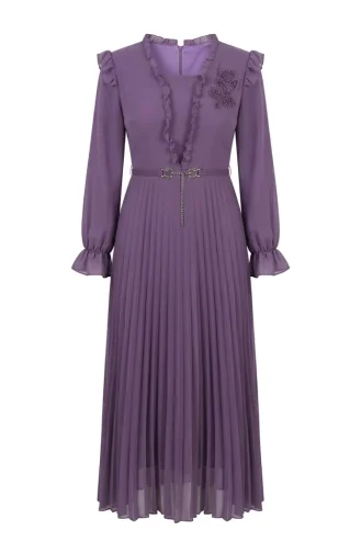 Chiffonkleid Mit Rüschendetails 50016-04 Lila 50016-04