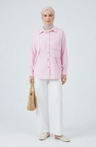 Gestreifte Bluse Mit Rundhalsausschnitt 71414-01 Rosa 71414-01