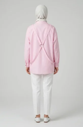 Gestreifte Bluse Mit Rundhalsausschnitt 71414-01 Rosa 71414-01